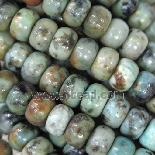 African Turquoise rondelle beads, green