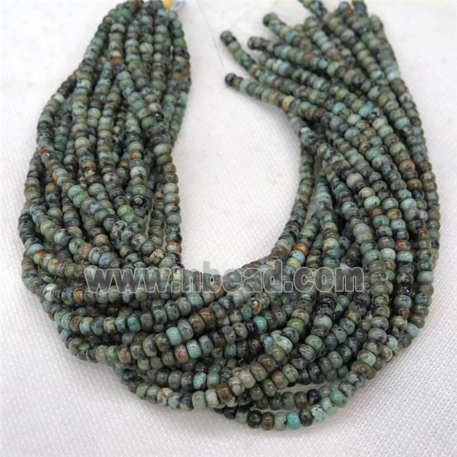 African Turquoise rondelle beads, green