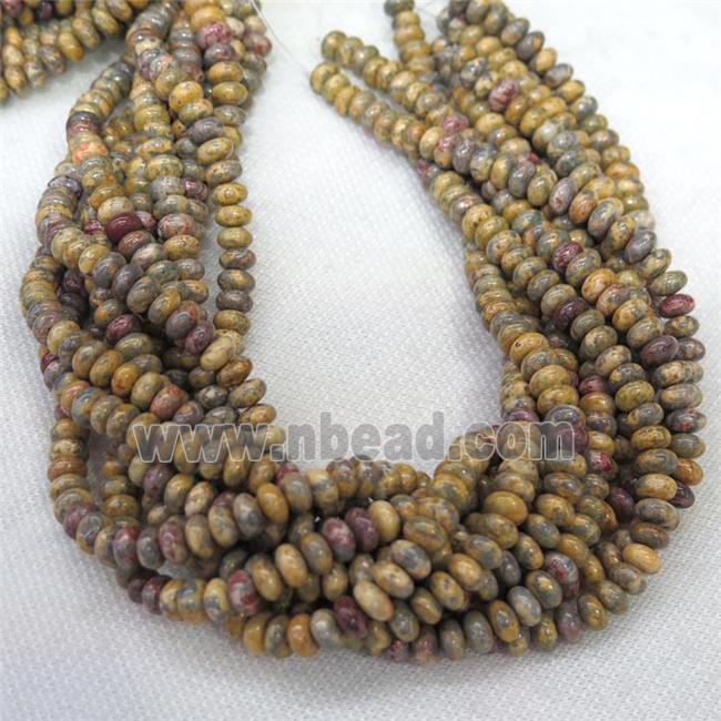 yellow Leopard-skin Jasper beads, rondelle