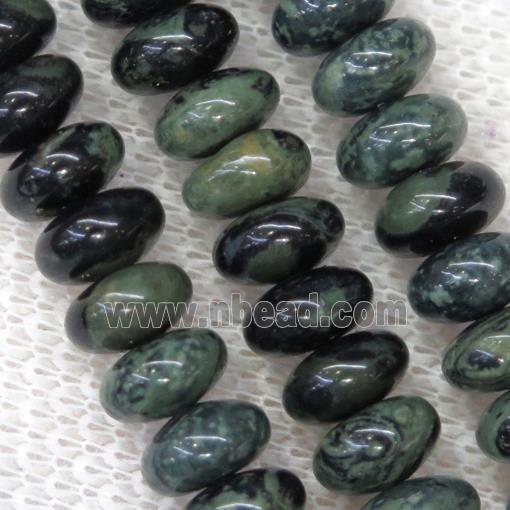 green Kambaba Jasper rondelle beads