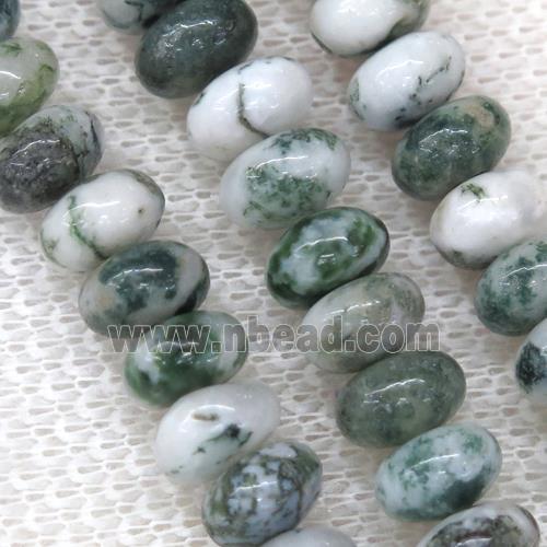 green Tree Agate rondelle beads Dendridic
