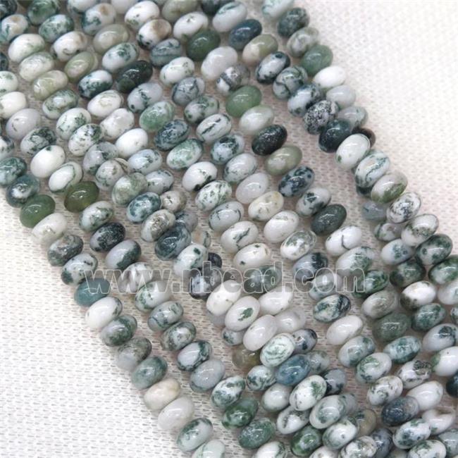 green Tree Agate rondelle beads Dendridic