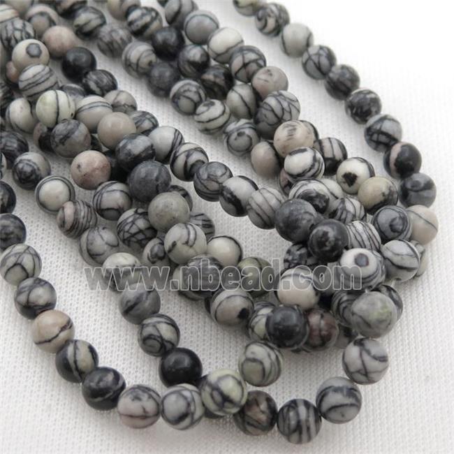 black Silk Jasper beads, round