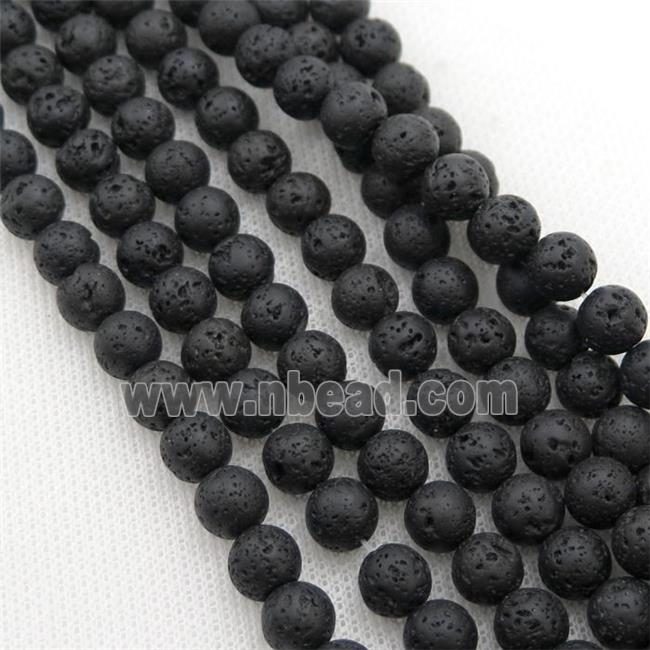 black Lava stone beads, round