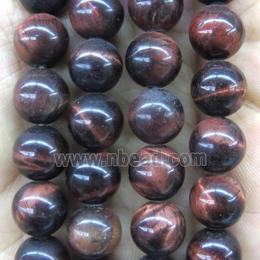 red tiger eye stone beads, round