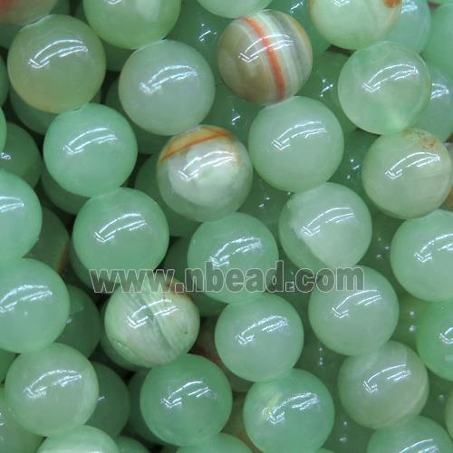 round Burman Jade beads, green treated
