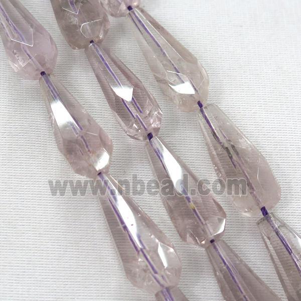 Amethyst beads, faceted teardrop, light purple