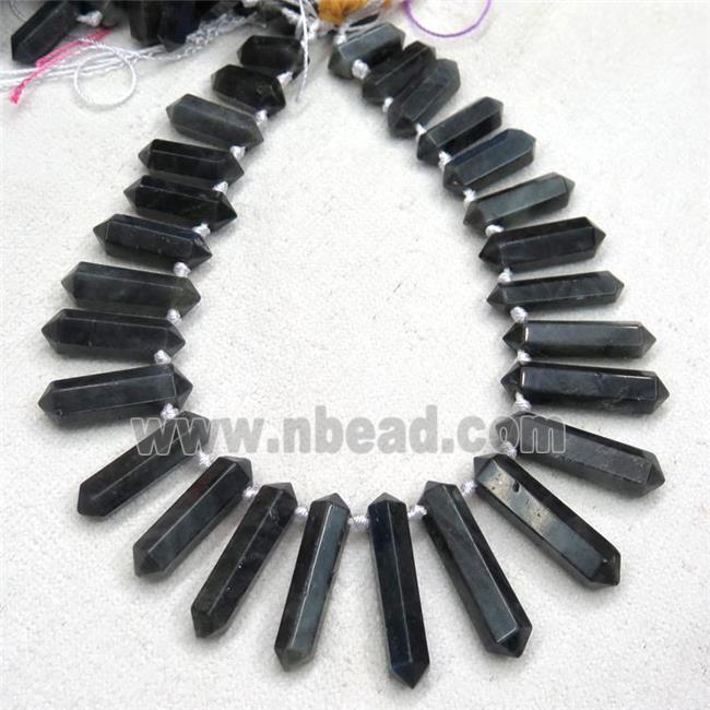 Labradorite bullet beads, top-drilled