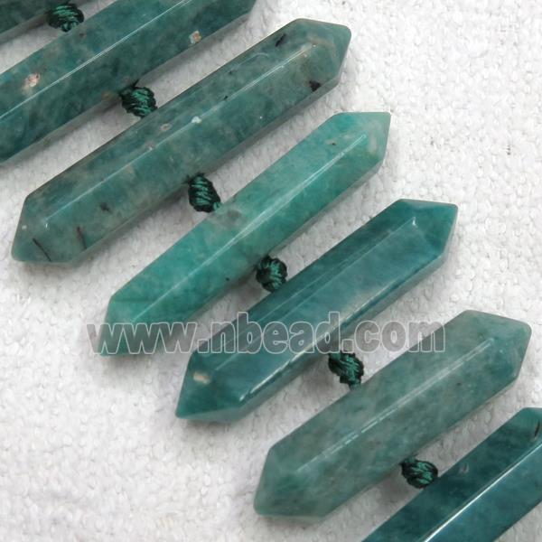 Russian Amazonite bullet beads, green