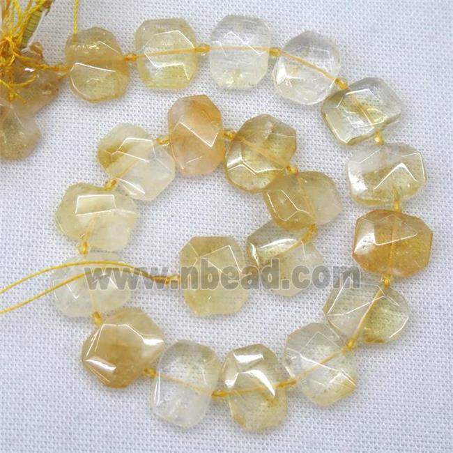yellow Citrine beads, faceted rectangle