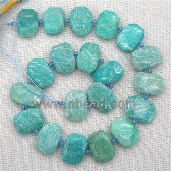 green Amazonite beads, faceted rectangle