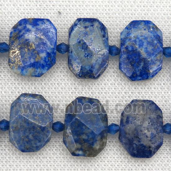 blue Lpais Lazuli beads, faceted rectangle