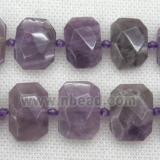 purple Amethyst beads, faceted rectangle