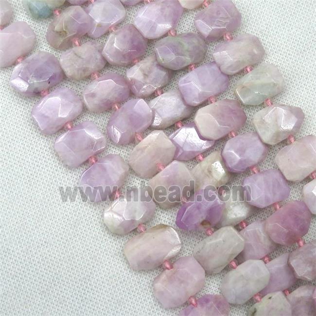 Kunzite beads, pink, faceted rectangle