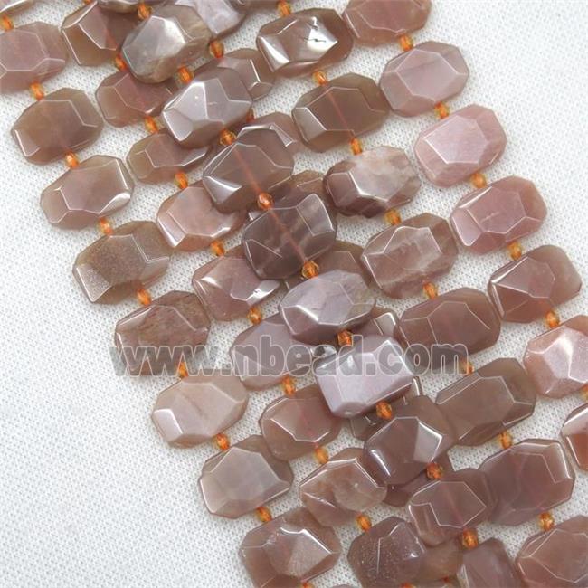 ornage MoonStone beads, faceted rectangle