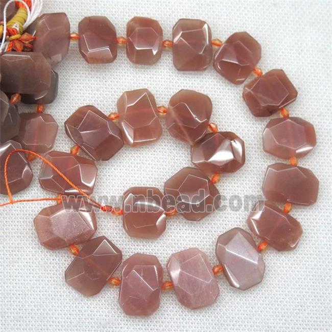 ornage MoonStone beads, faceted rectangle