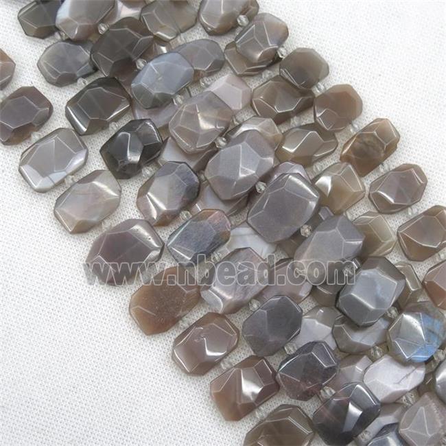 gray MoonStone beads, faceted rectangle