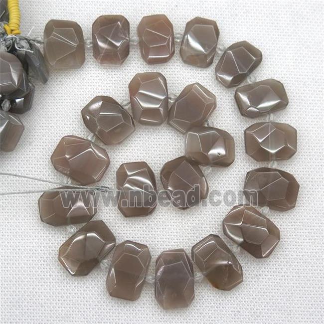 gray MoonStone beads, faceted rectangle
