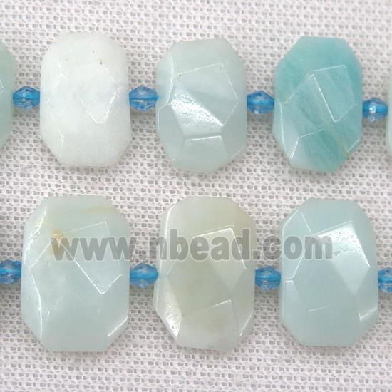 Chinese Amazonite stone beads, faceted rectangle