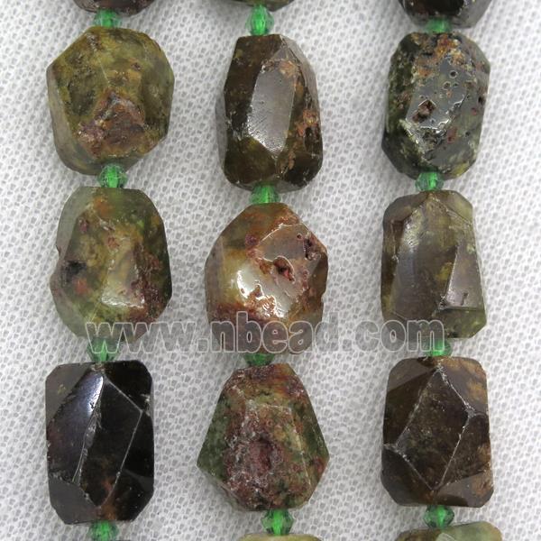 green Garnet nugget beads, freeform