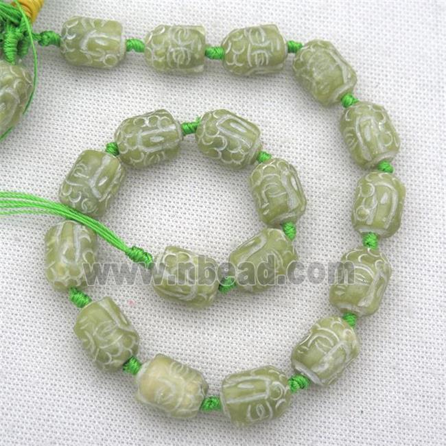 Chinese Agalmatolite beads, buddha, green