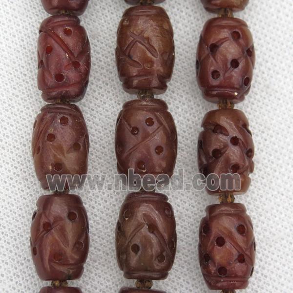 Chinese Agalmatolite Barrel Beads