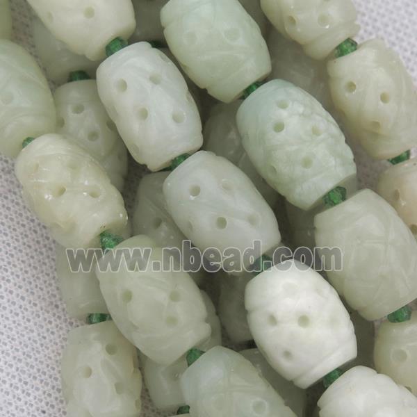 Chinese Agalmatolite barrel beads