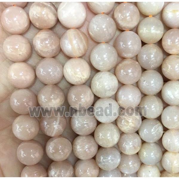 round pink sunstone beads, A grade