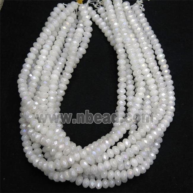 faceted rondelle White Jasper beads, AB-color plated