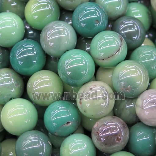 round African Green Grass Agate beads, AB color plated