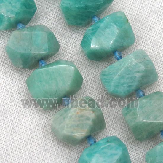 Russian Amazonite nugget beads, green, faceted freeform
