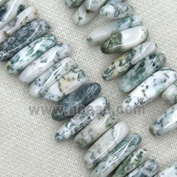 Tree Agate stick beads Dendridic topdrilled