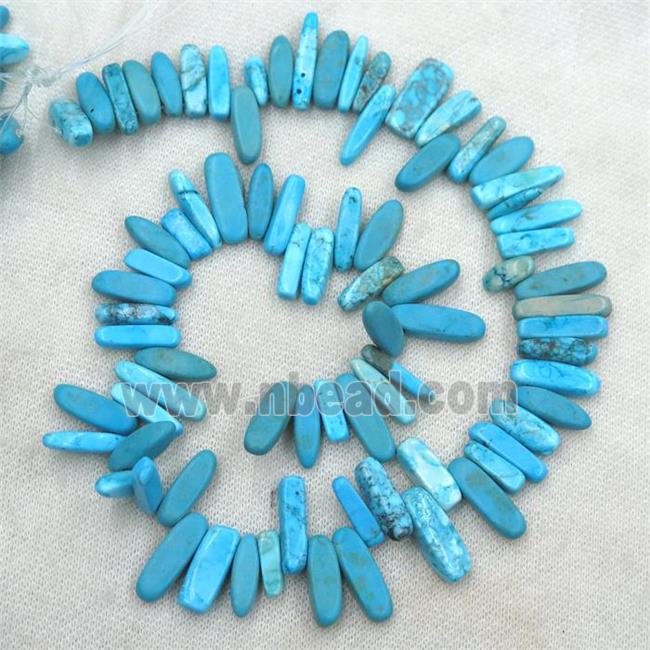 blue Turquoise stick beads, top-drilled