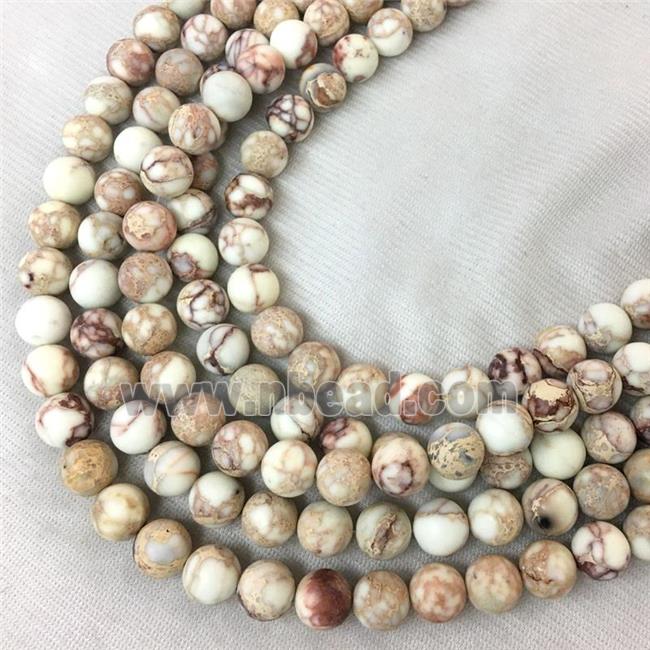 round matte white Sea sediment jasper beads