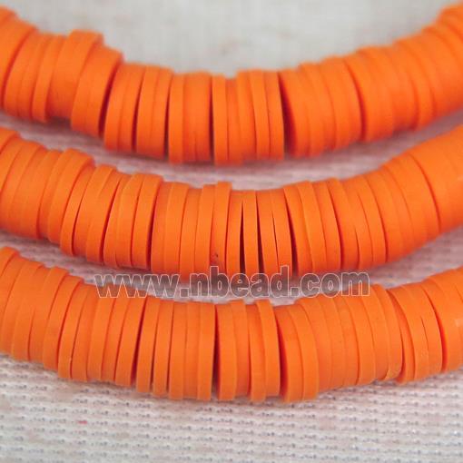 orange Fimo Polymer Clay heishi beads