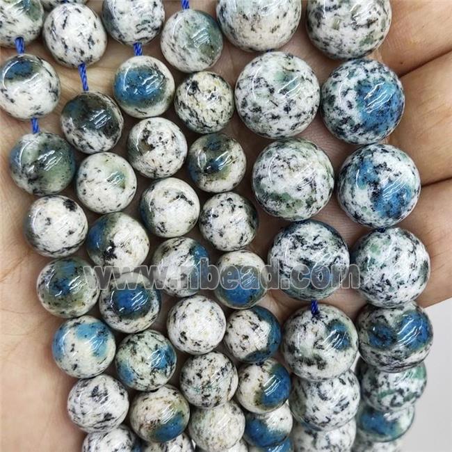 Natural K2 Jasper Beads Blue Smooth Round