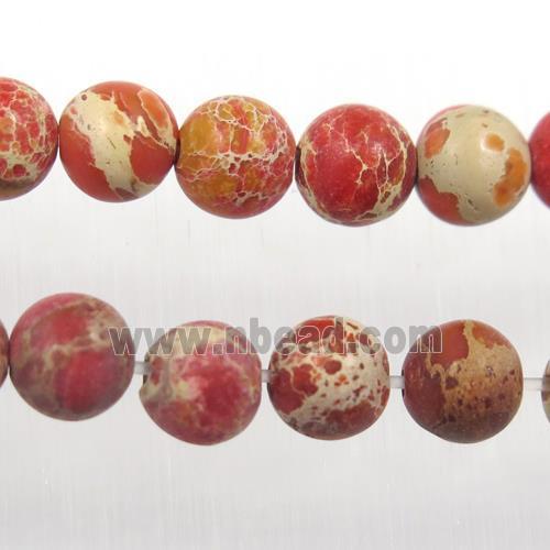 matte round Sea sediment jasper beads, Red
