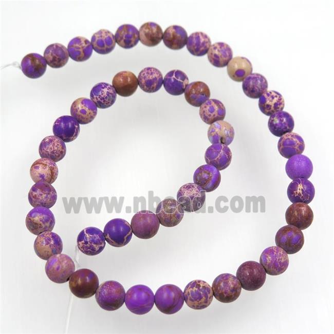 matte round Sea sediment jasper beads, purple