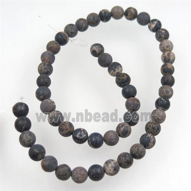 matte round Sea sediment jasper beads, black