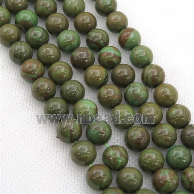 round green Cuckoo Jasper beads