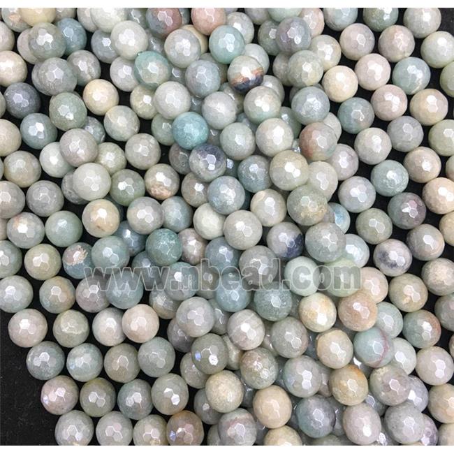 Amazonite stone bead, faceted round, AB color