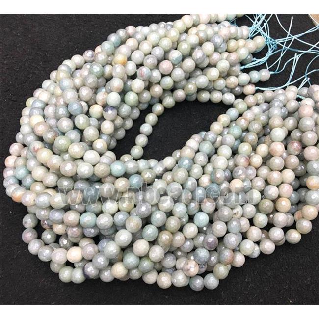 Amazonite stone bead, faceted round, AB color