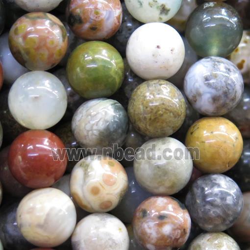 round Ocean Agate beads, multicolor