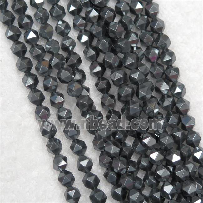 hematite beads ball, faceted round