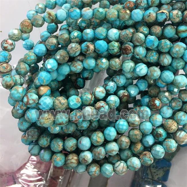 faceted round blue Sea sediment jasper beads