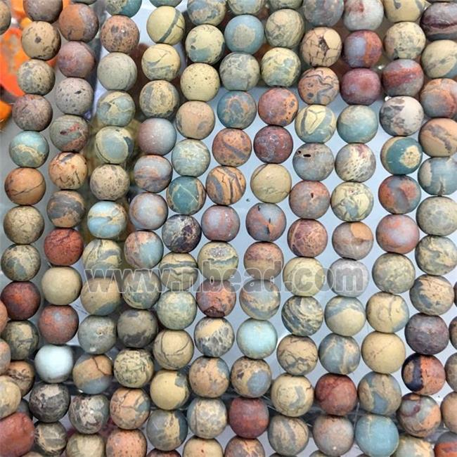 round matte Sea sediment jasper beads