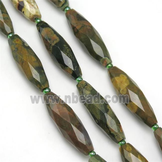 Rhyolite beads, faceted rice