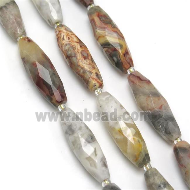 Crazy Agate Beads, faceted rice