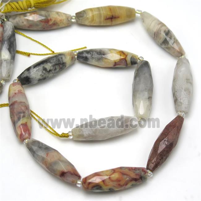 Crazy Agate Beads, faceted rice