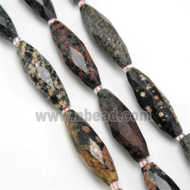 red Snowflake Jasper beads, faceted rice